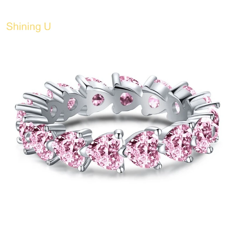 

Сверкающее кольцо из серебра пробы с бриллиантами в форме сердца из высокоуглеродистого сплава для женщин, драгоценные камни, изысканные ювелирные изделия, Подарок на годовщину