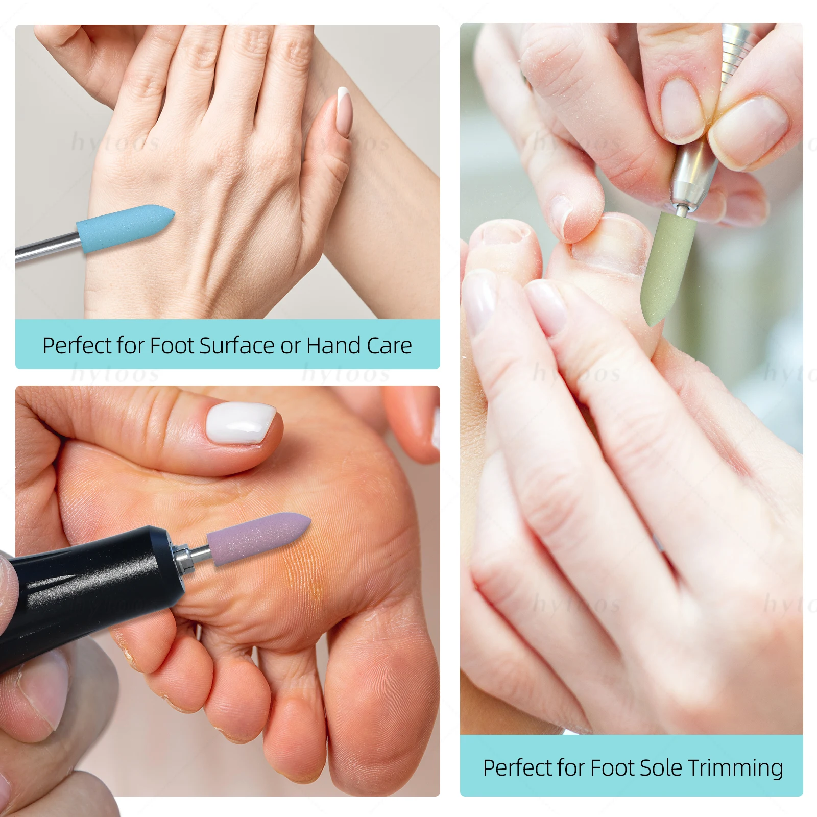 HYTOOS 5*16mm 롱 콘 실리콘 네일 드릴 비트 3/32인치 페디큐어 폴리싱 비트 네일 드릴 매니큐어 및 발 관리 준비 도구