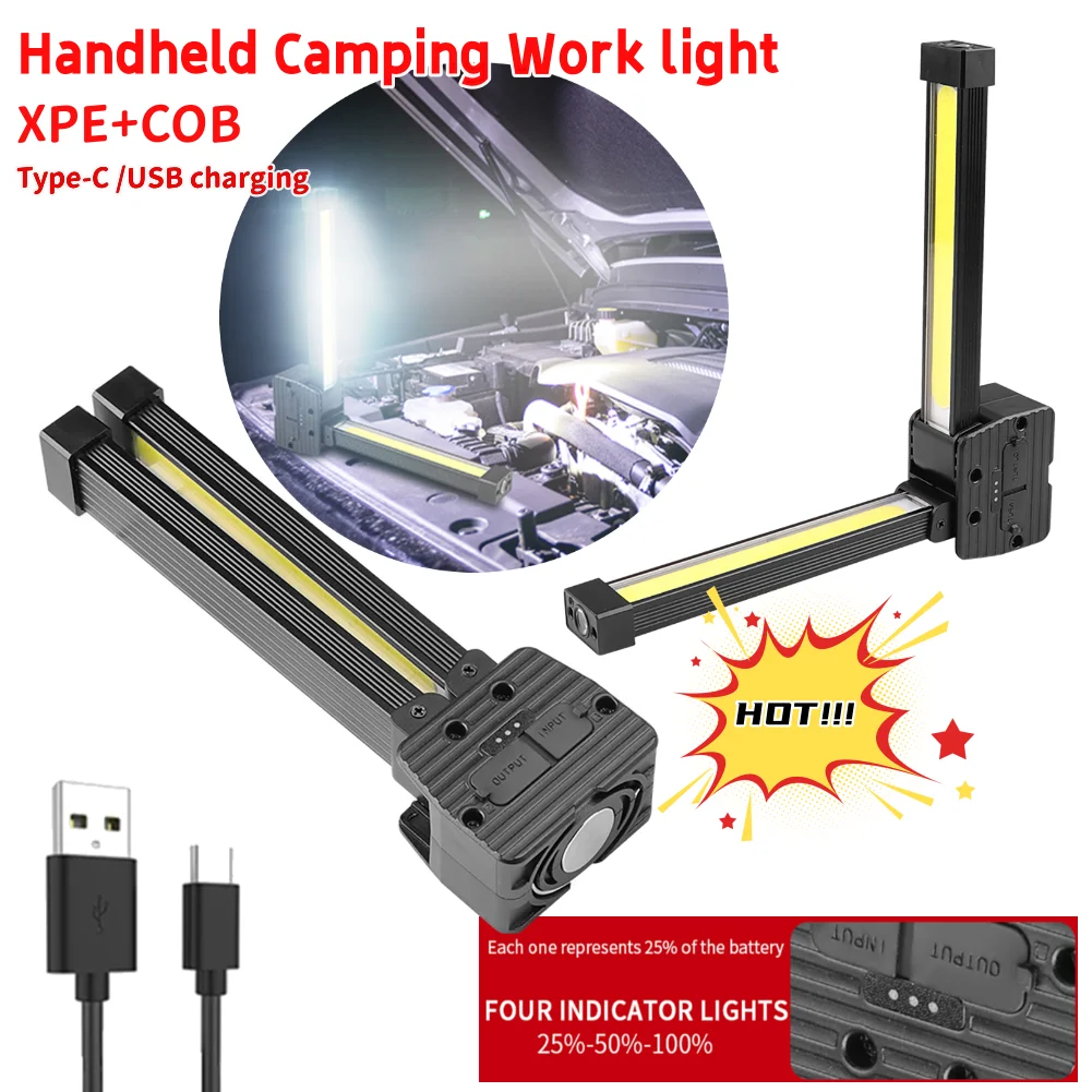 NEW LED Emergency Floodlight IPX4 Waterproof USB Rechargeable XPE COB Handheld Camping Torch Adventure Hiking Outdoor Supplies