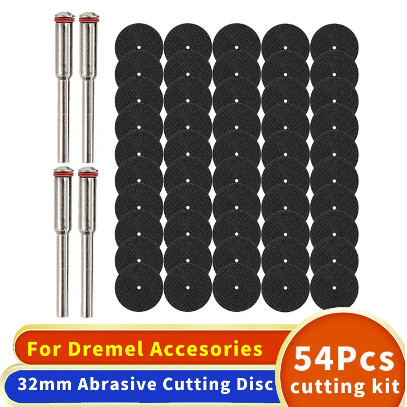 11/26/54pcs Abrasive Cutting Disc 32mm With Mandrels Grinding Wheels For Dremel Accesories Metal Cutting Rotary Tool Saw Blade