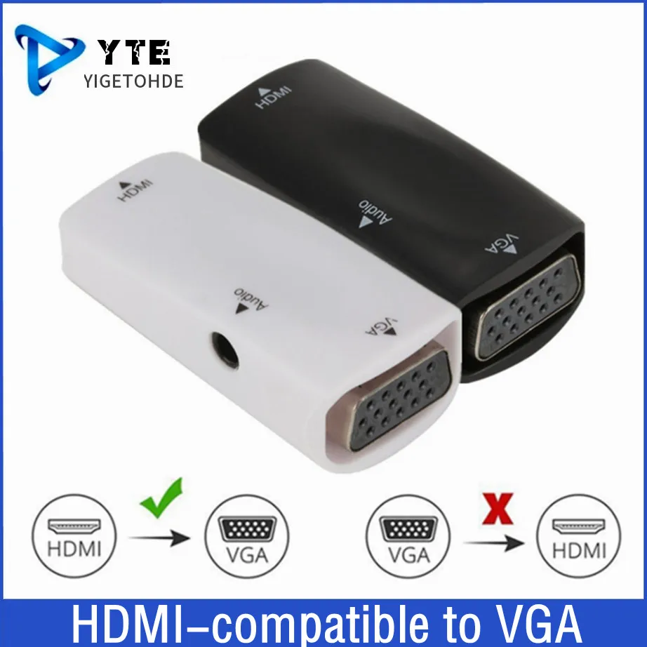  Adaptador VGA a HDMI HD VGA R/L Audio y Video Convertidor a HDMI  Adaptador Caja para PC Portátil a HDTV Proyector : Electrónica