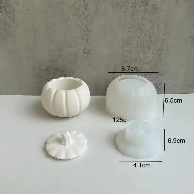 New Handmade Creative Shape New Pumpkin Jar With Lid Silicone Mold Jewelry Storage Box Plaster Mold DIY Plaster Resin Crafts