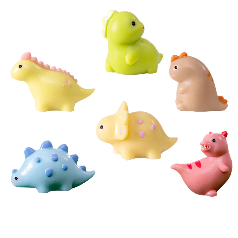 

6 Pcs Micro Landscape Dinosaur Aestechtic Room Decor Mini Dinosaurs Cartoon Ornaments Resin Figurine Small