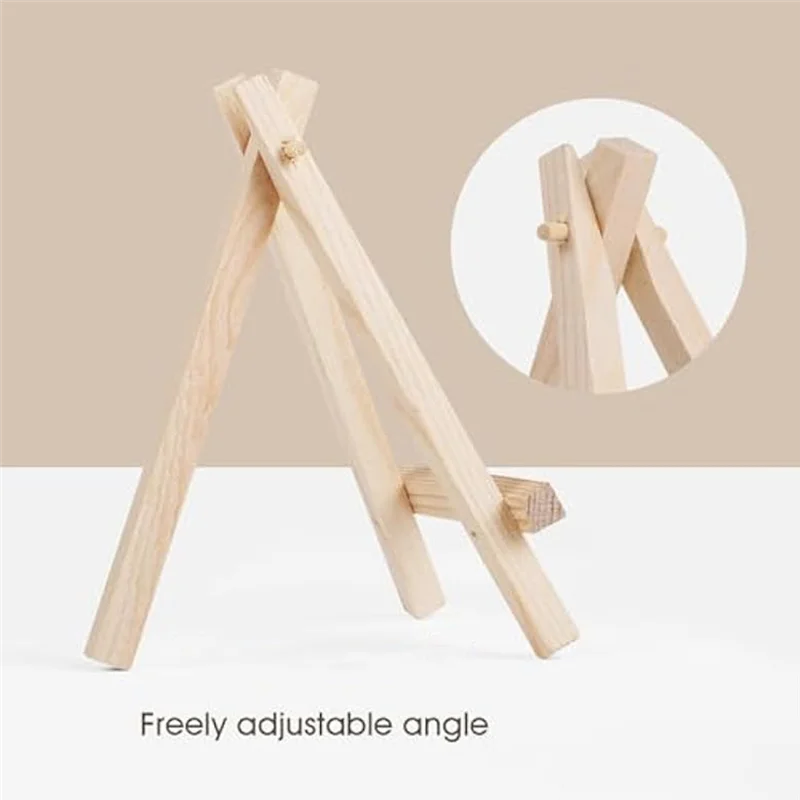 GO-18Pcs 미니 나무 디스플레이 이젤, 작은 캔버스 홀더, 어린이 공예, 표지판, 사진, 선물, DIY 공예품을위한 작은 나무 이젤