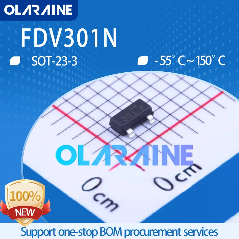 

5-100Pcs FDV301N SOT-23-3 Mosfit N-Channel 25 V IC chips Electronic components