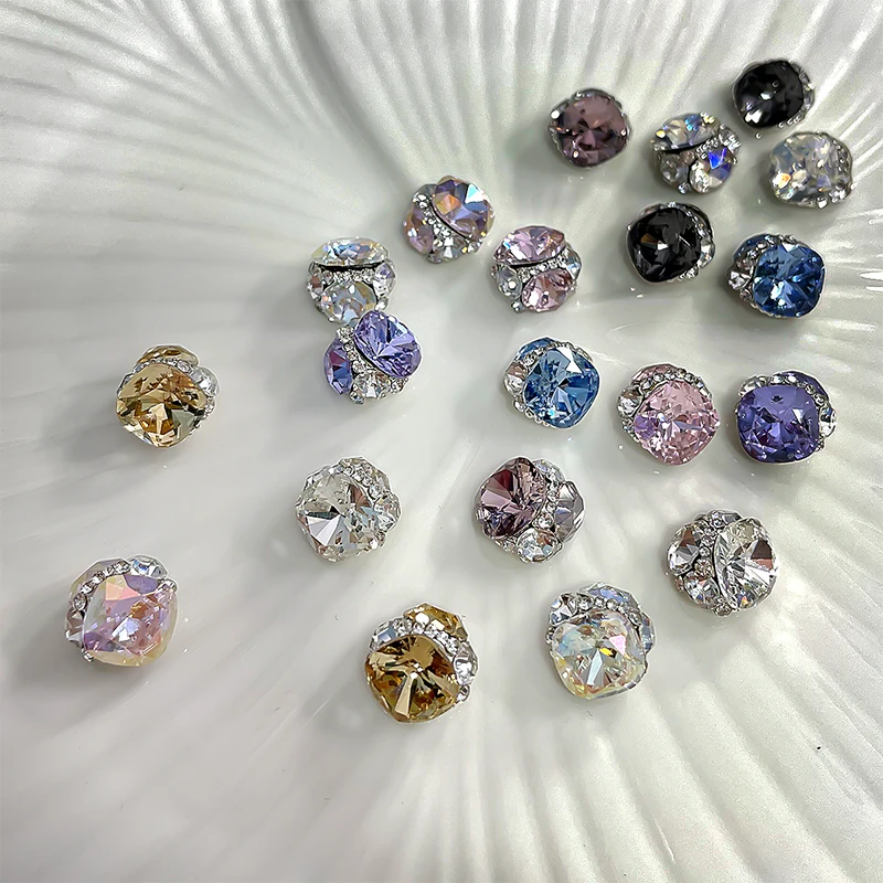 4PCS Top Sparkling Colorful Fat Square Pile Diamonds Crystal Nail Art Rhinestones Gems Decorations Manicure Fantasy Ornaments 3