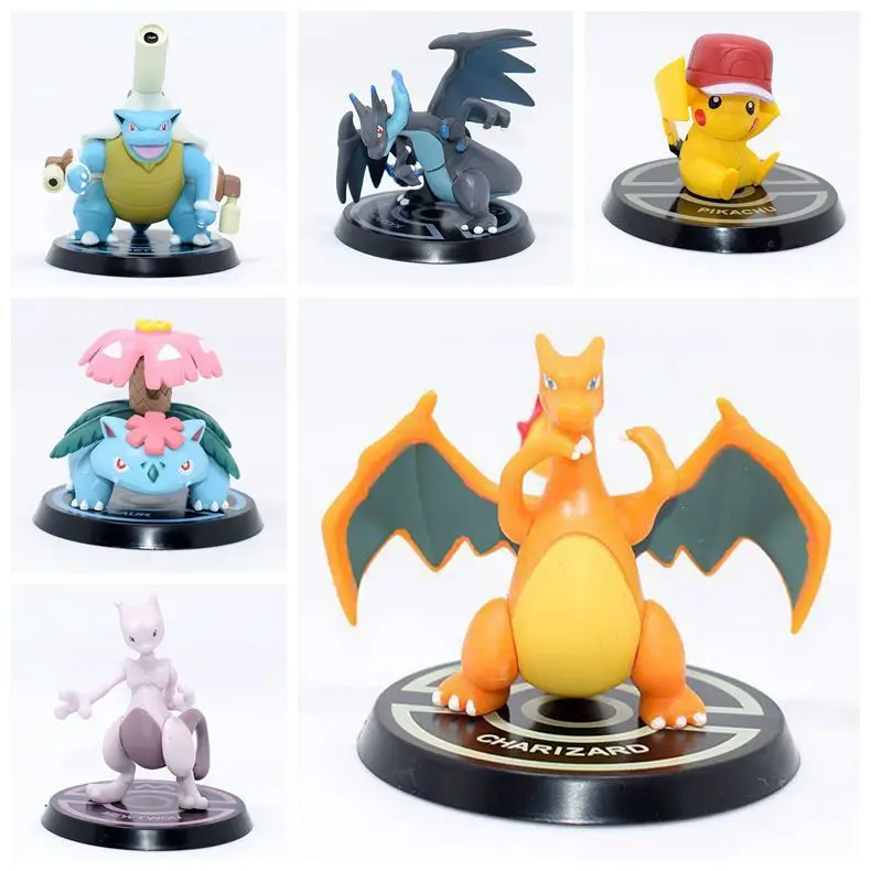 

2024 Pokemon Anime Model Doll Q Version Pikachu Bulbasaur Charizard Mini Car Ornaments Cartoon Figure Toys Kids Gifts