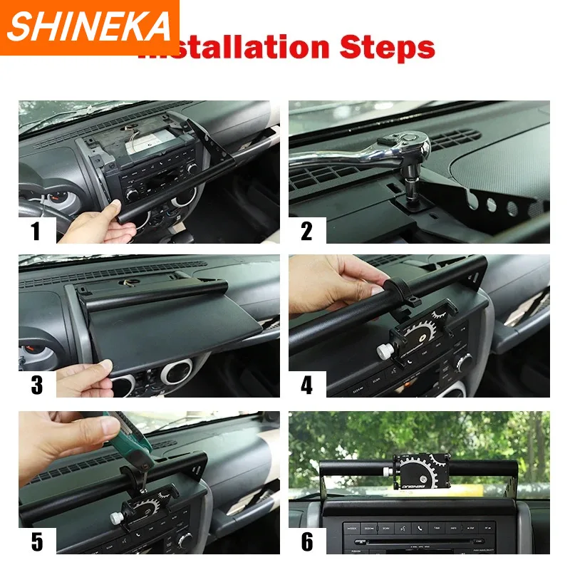 SHINEKA 센터 콘솔 휴대폰 거치대 GPS 스탠드 지지대, 지프 랭글러 JK 2007 2008 2009 2010 2011-2017 인테리어 액세서리
