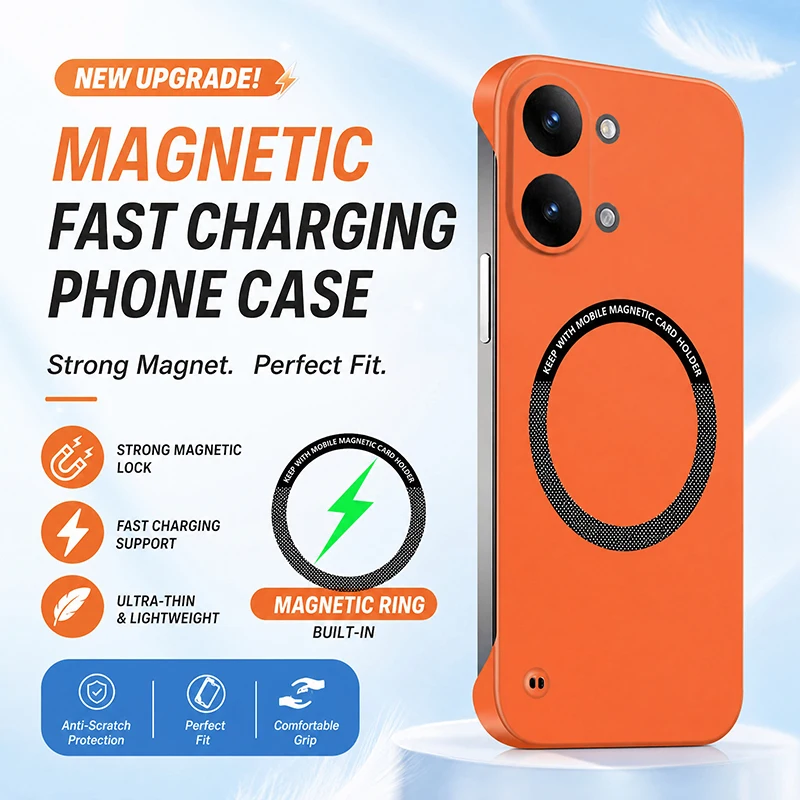 Magnetic Lightweight Luxury Phone Case with Frameless Design and High-Quality Hard PC Back Cover