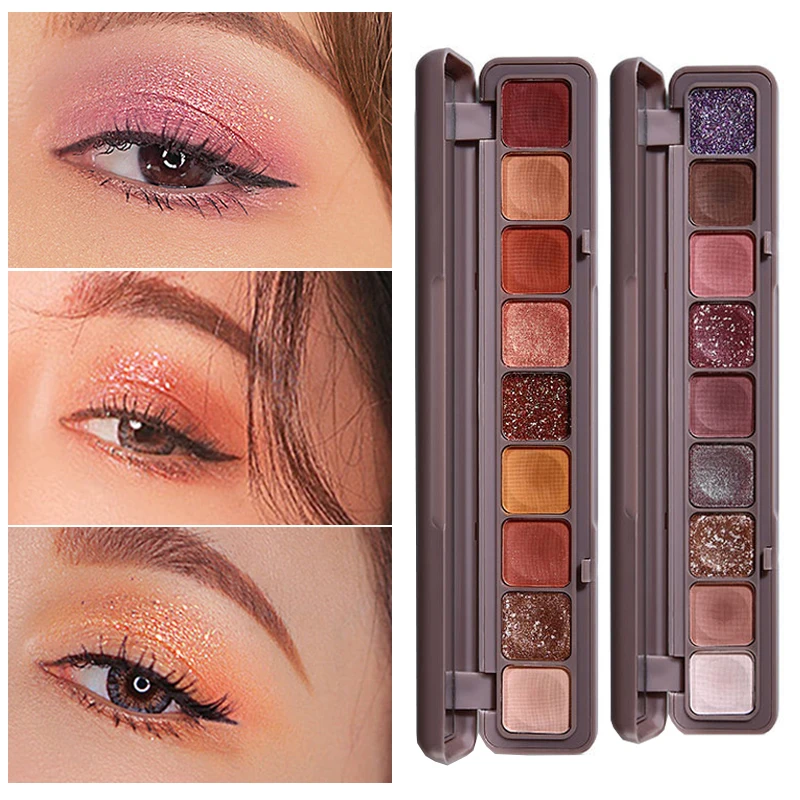 

9 Colors Matte Shimmer Glitter Eyeshadow Palette Waterproof Long-lasting Beginner Classic Versatile Eyes Make Up