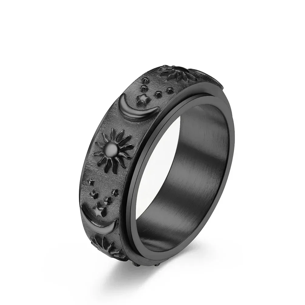 

2021 ME2 Colloction Simple Punk Retro Black Stainless Steel Mens Rings for Women