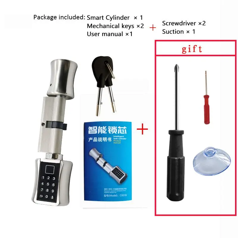 Fingerprint Electronic Lock Cylinder Lock Password Recognition Door Lock with Password Digital Keyboard Home Smart Lock