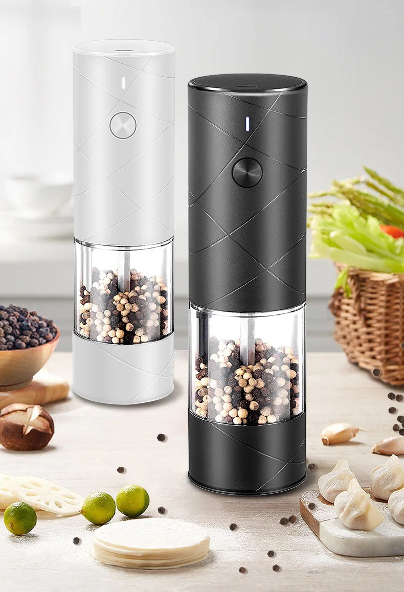 Description Picture 2 of itemElectric Grinder Automatic Mills Pepper Seasonings Spices Grain Salt Grinder with LED Light Adjustable Coarseness Kitchen Tools