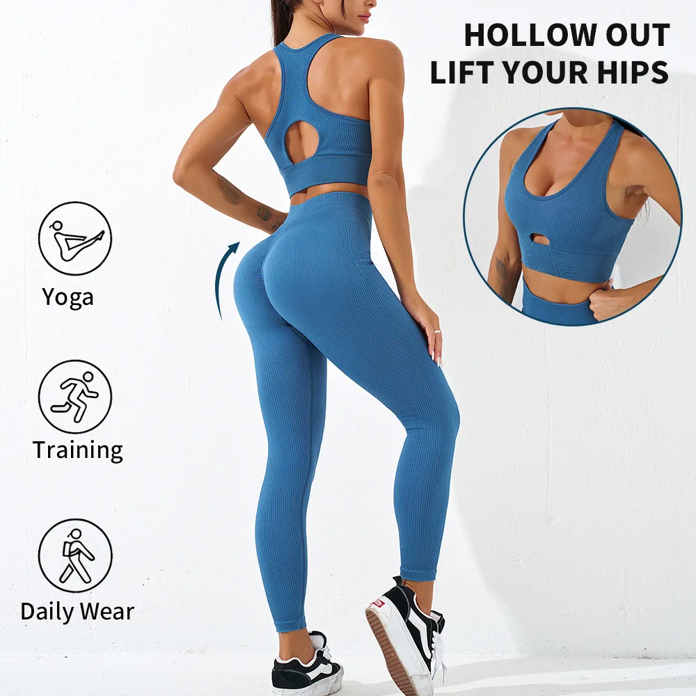 

Fitness Yoga Set for Women - Elastic and Breathable Sports Bra and Leggings for Workout and Pilates