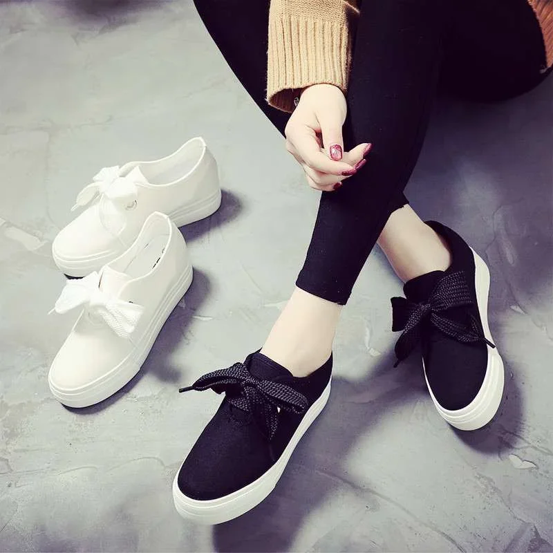 White Canvas Shoes Women Classic Low Top Flat Casual Shoes Fashion