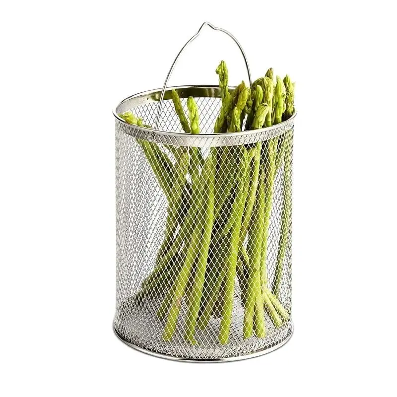 Heavy Thickened Asparagus Cooking Pot With Mesh Basket Steel Kitchen Restaurant Food Frying Basket Pot 3.5L