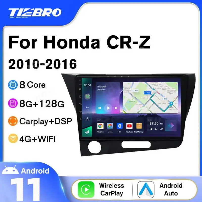 

Tiebro Car Radio For Honda CR-Z LHD 2010-2016 Car GPS Navigation Player 2Din Android 10 Stereo Receiver Multimedia Carplay DSP