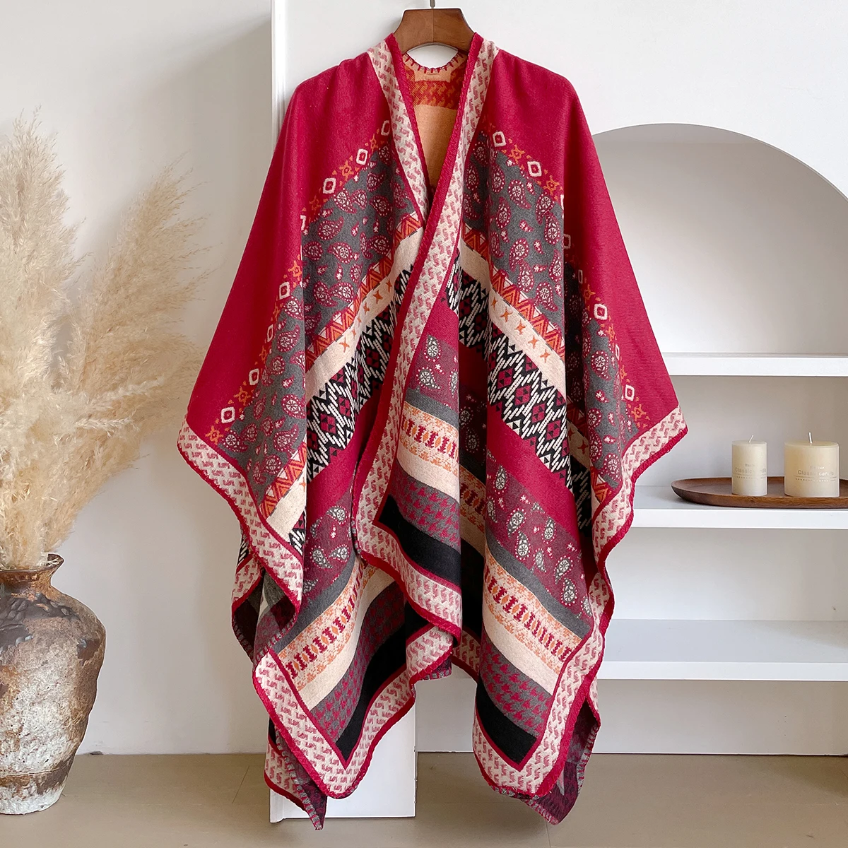 2025 Women's Luxury Brand Cashmere Winter Shawl - Vintage Allover Pattern Printed with Tassels, Pashmina Wrap & Bandana