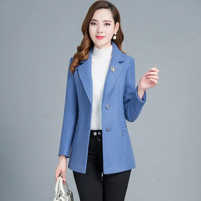

2022 New All-Match Trendy Woolen Coat Female Small Woolen Coat Fashion Slim And Slim Temperament Mother Women's Coat Button A520