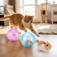 Transparent Cat Chasing Ball Built-in Animal Realistic Rabbit Hamster Chasing Ball Plastic Rabbit Rolling Ball Relieve Boredom 3