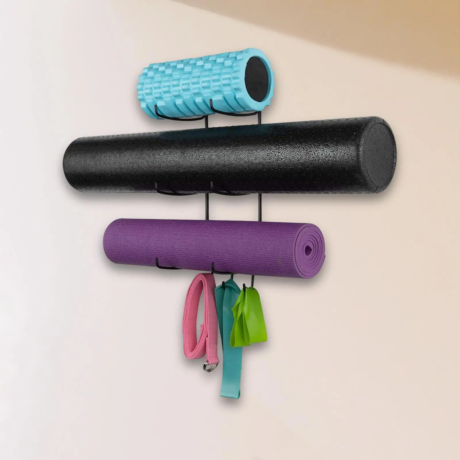 Yoga Mat Holder Wall Mount Yoga Mat Storage Rack for Foam Roller Equipment