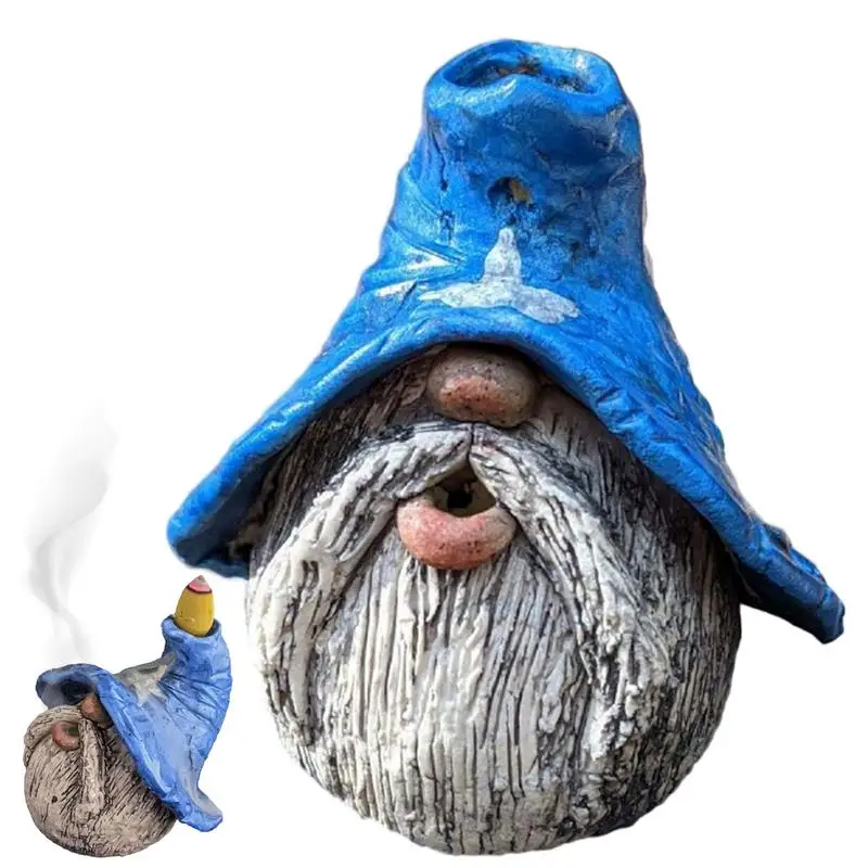 

Cone Incense Holder Gnome Cone Burner Decor For Desk Gnome Statue Christmas Decorations Cool Resin Gnomes Cone Incense Burner
