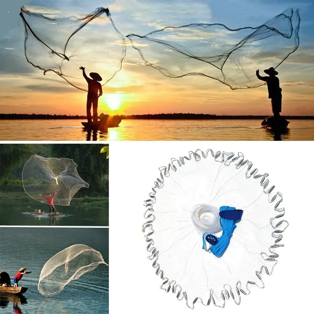  Wide Open Premium Casting Net, Mesh Cast Net, Bait