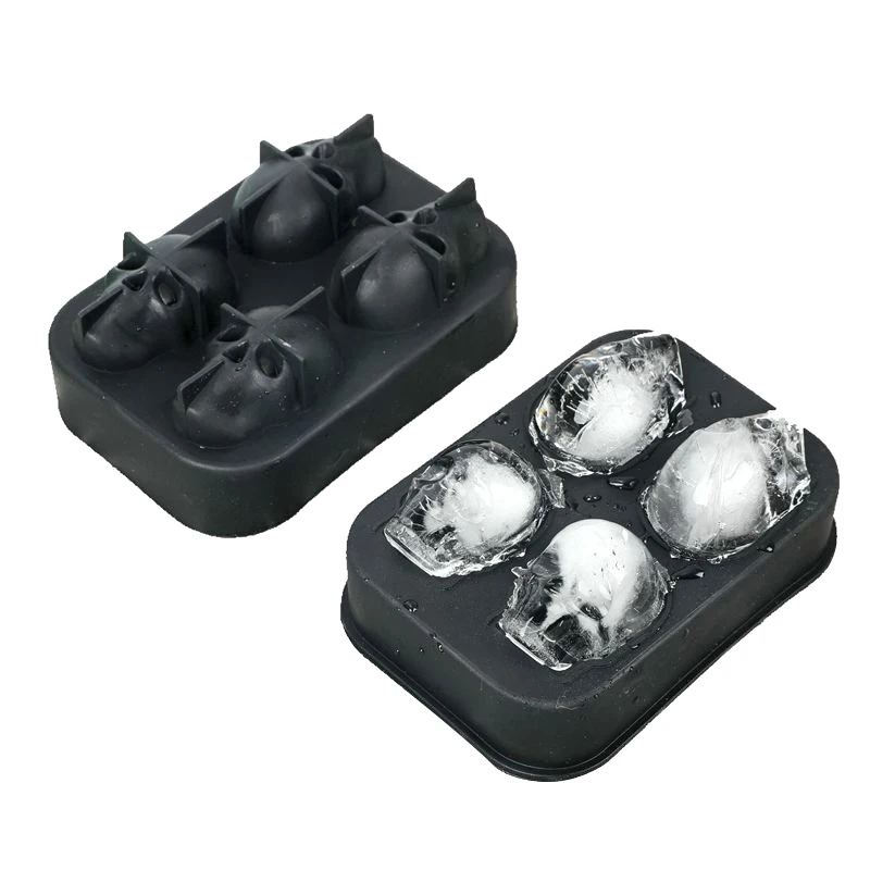 Creative Skull Shape Silicone Ice Hockey Ball Mold 4 Grid Large Ice Whisky Grid DIY Model Ball Tool DIY Mould Maker