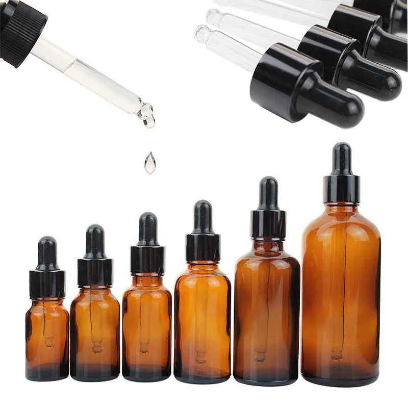 

12pcs 10ml 20ml 30ml 50ml 100ml Glass Drop Bottle Amber Liquid Reagent Pipette Bottle with Eye Dropper for Essential oil Aromath