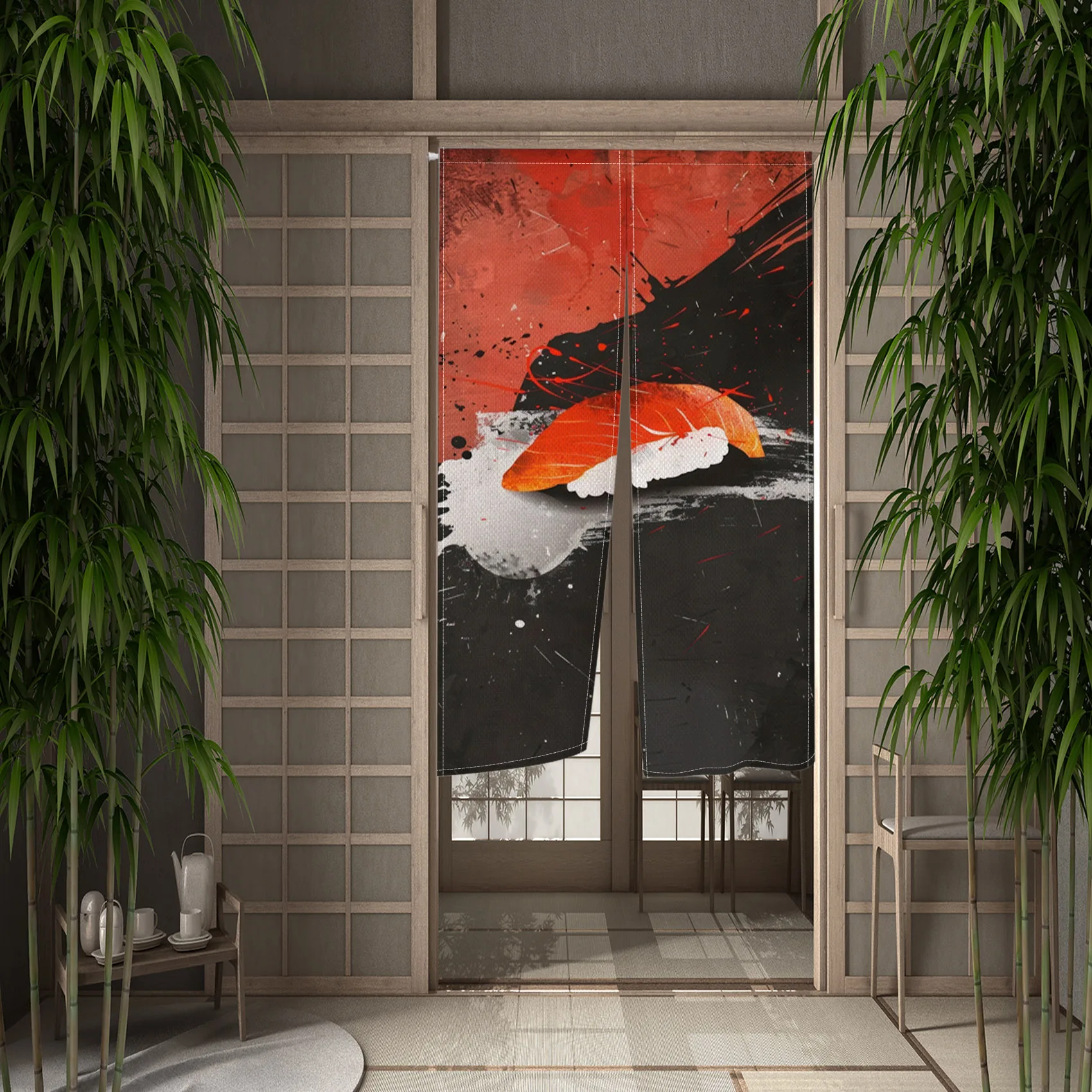Japanese Door Curtain Sushi House Tea Dining Izakaya Kitchen Hallway Partition Doorway Curtain Entrance Hanging Half-Curtain 4