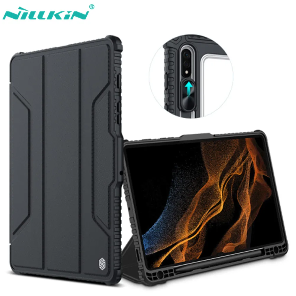 Nillkin-capa de Couro para Samsung Galaxy Tab s8 Plus s7 fe s7 Plus s7 Plus s7 Câmera Protect Cover