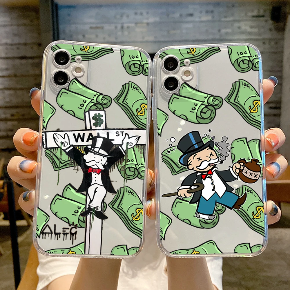 Per Iphone 13 Pro Cartoon Dollar Closy Phone Case Per Iphone 13 11 12 Pro Xr Xs Max 8X7 14 Plus 13Mini Cover Trasparenti