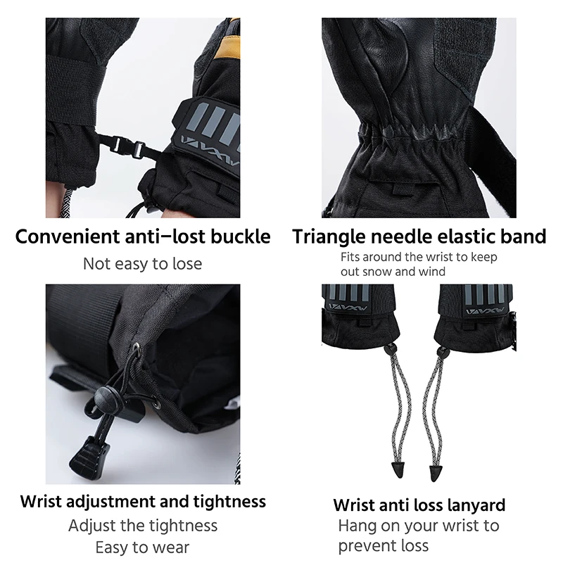 Five Finger Design Winter Ski Sport Gloves Snowmobile Snow Glove Waterproof Snowboard Gloves with Windproof Warm and Comfort 5
