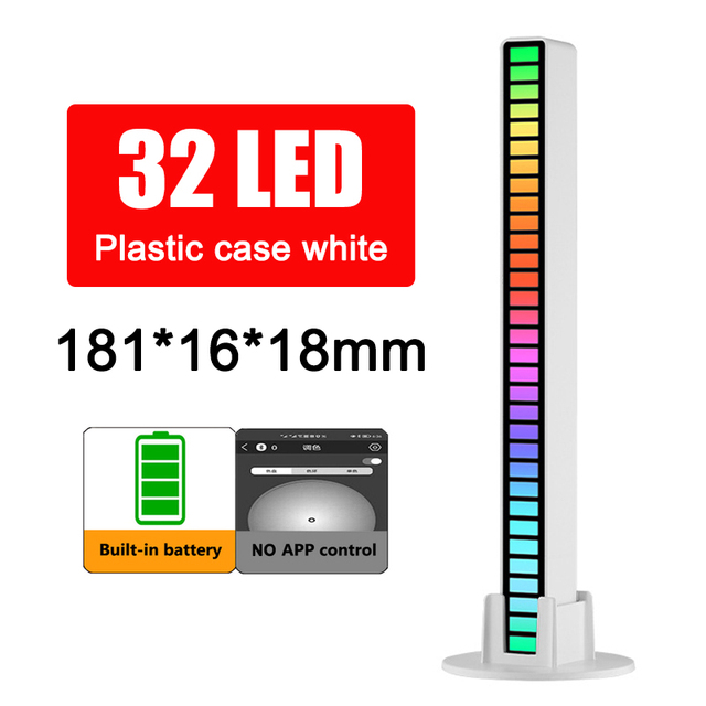 Light 32 LED-Bit RGB APP Control Voice Activated Sound Lamp Audio Spectrum Bar Pickup Music Ambient Lamp For Computer Car