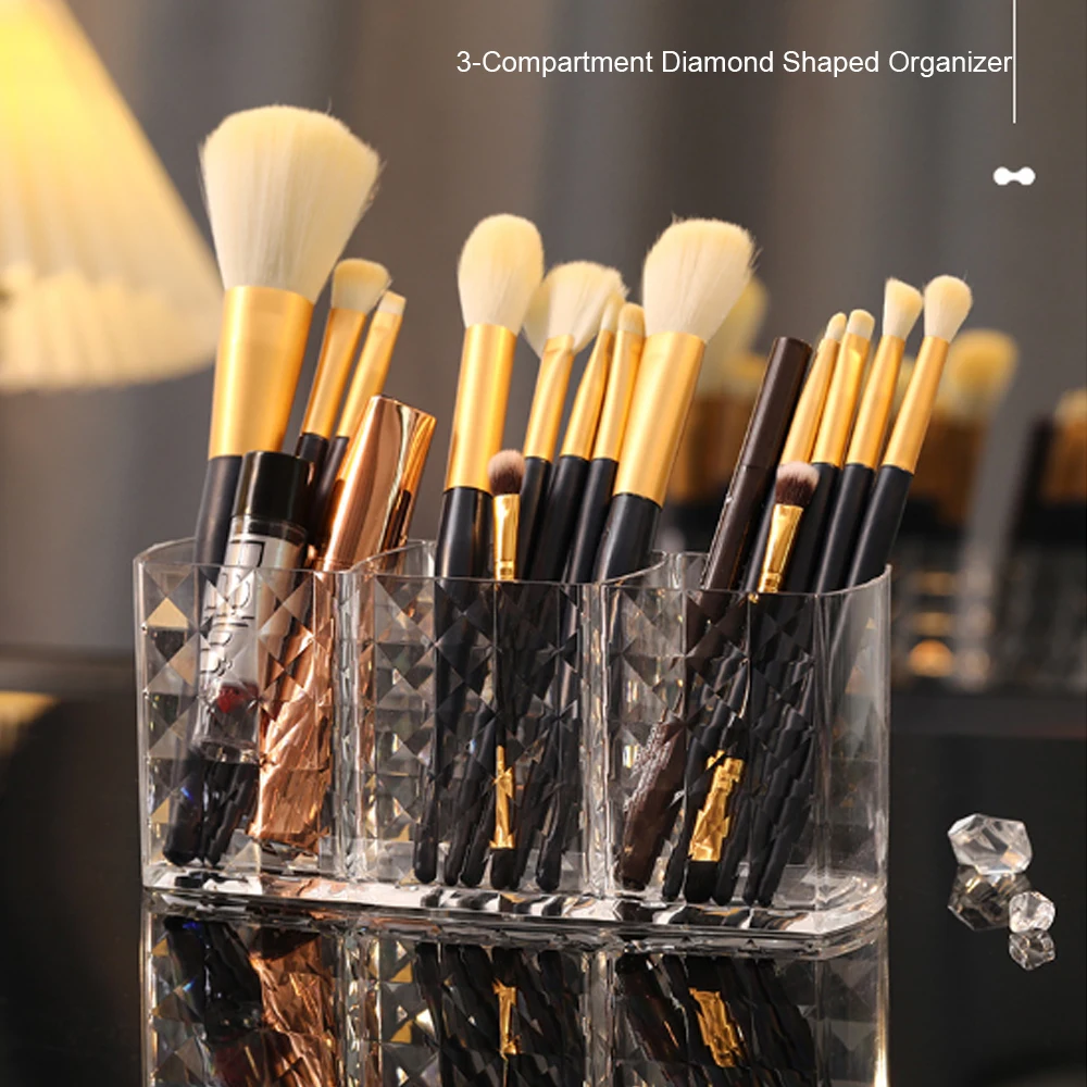 Makeup Organizer 1PC Cosmetic Brush Organizer 3 Compartments Organizer Hair Decoration Pencil Holder Home Decoration Study Room