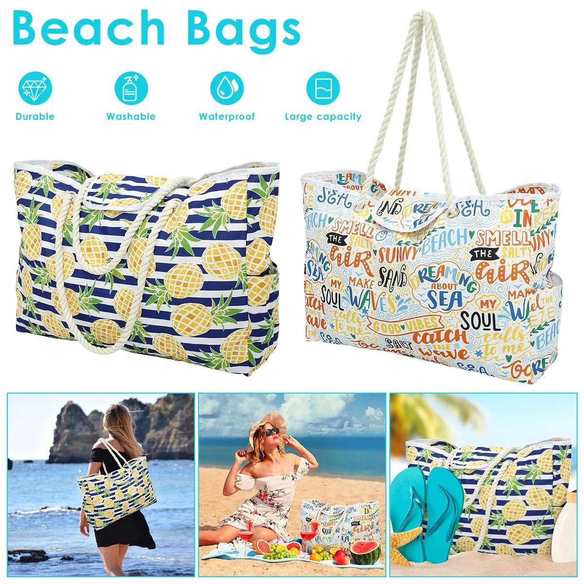 Beach Vibes 100% Waterproof Beach Bag