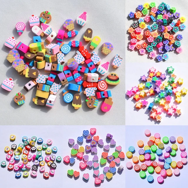 50pcs DIY Jewelry Accessories polymer clay beads Cartoon Ice cream Mix  Design Spacer Multi color Bracelet Department Slices - AliExpress