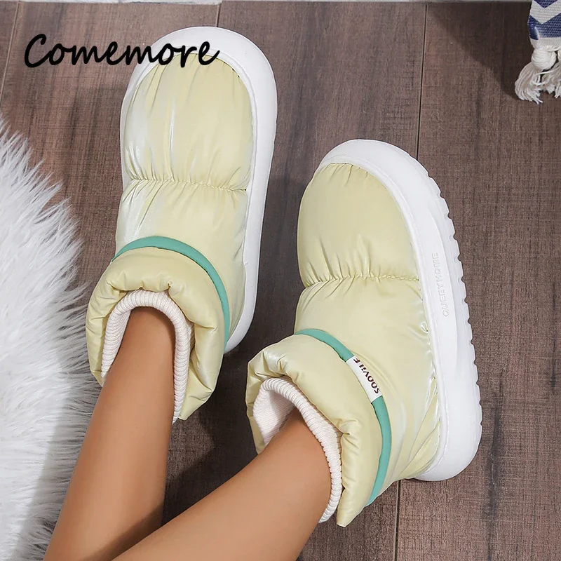 

Зимние ботинки Comemore, женские нескользящие ботильоны на платформе, зимние теплые плюшевые ботинки с хлопковой подкладкой, 2023