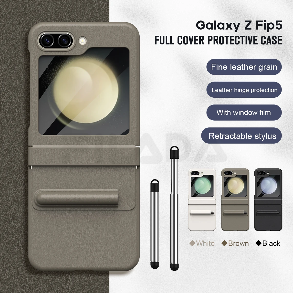 

For Samsung Galaxy Z Flip 5 4 3 Case Matte Colorful Skin Friendly Luxury Leather Touch Pen Folding Hinge Shockproof Hard Cover