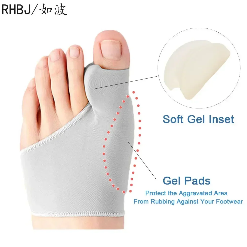 2Pcs=1Pair Toe Separator Hallux Valgus Bunion Corrector Orthotics Feet Bone Thumb Adjuster Correction Pedicure Sock Straightener