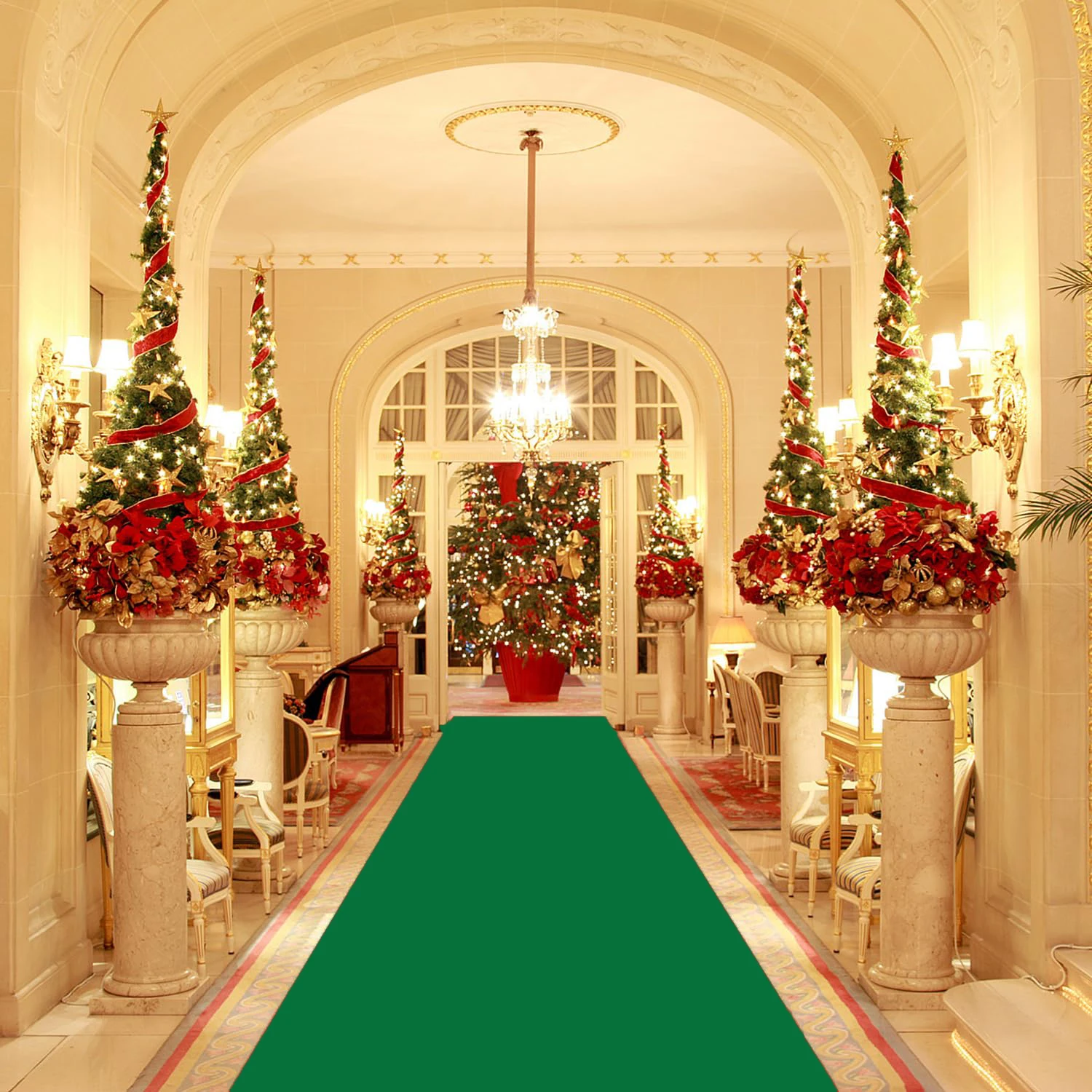 Green Festival Celebration Carpet, Non Woven Corridor Anti Slip Carpet, Wedding Birthday Party Decoration
