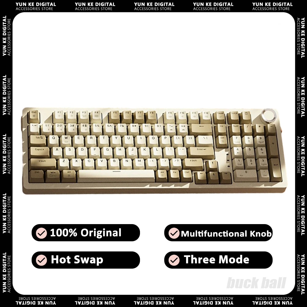 

jamesdonkey RS2 Wireless Mechanical Keyboard Multifunctional Knob Three Mode Gaming Keyboard Gasket Pc Gamer Accessories​ Gifts