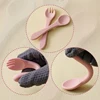 7PCS Baby Silicone Tableware Set Adjustable Bib Cartoon Lion Shape Placemat Bowl Plate Feeding Training Spoon Fork Portable Cup 5