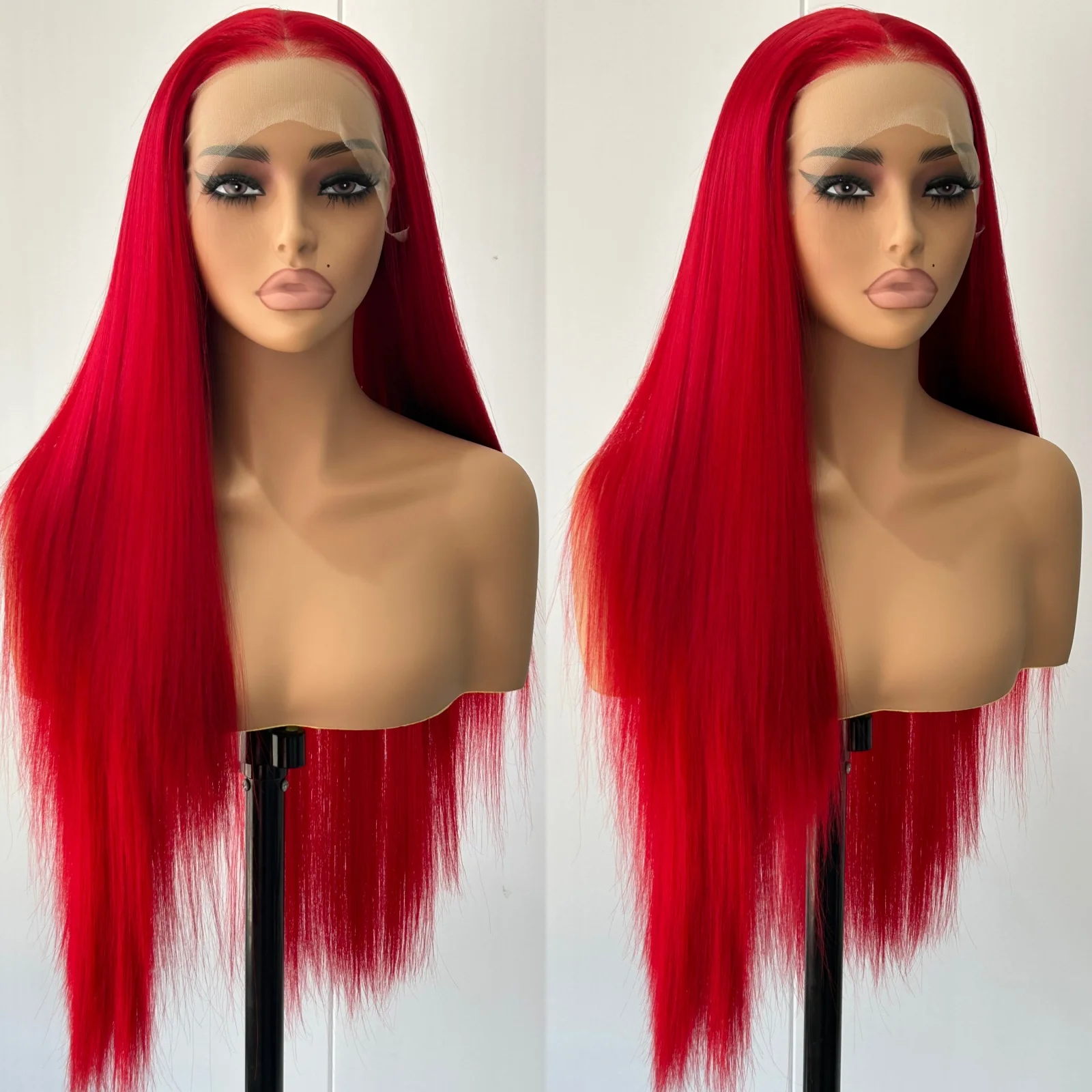 Lace Front Wig 13X4 Burgundy Red Wig Long Straight Synthetic Lace Front Wig Dark Wine Colored Hair Lace Frontal Wigs for Women Party Cosplay