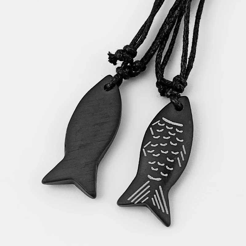 12pcs Ethnic Tribe Fish Pattern Shape Pendant Necklace Resin Charms Necklace Unisex Fashion Choker Jewelry Wholesale