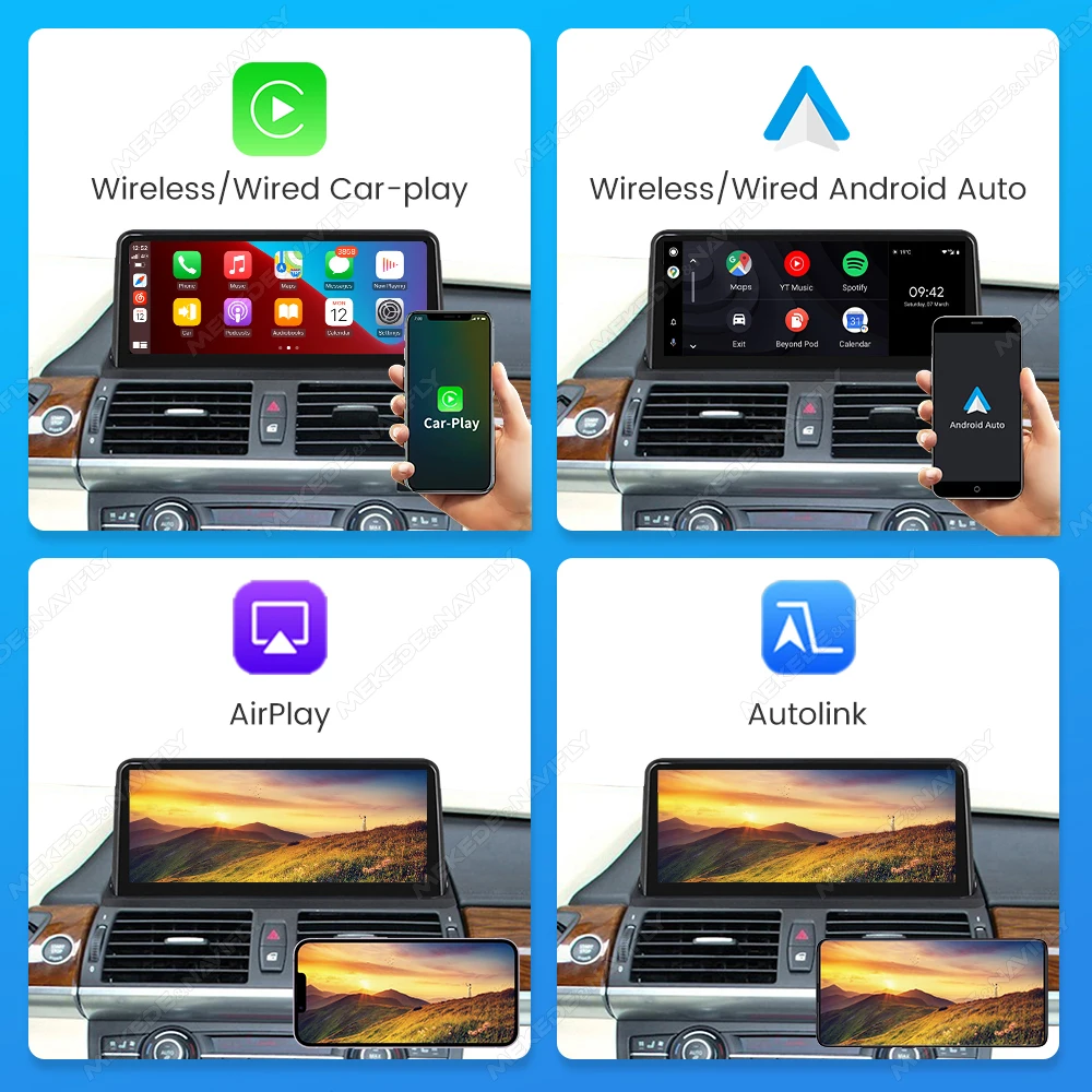 MEKEDE Sistema Multimedia Inalámbrico CarPlay Android Auto de 10.25 pulgadas para BMW Serie 1 E87 E81 E88 E87 2004-2011 1920*720 QLED Pantalla con Cámara de Visión Trasera GPS Navegación Radio para Auto 6