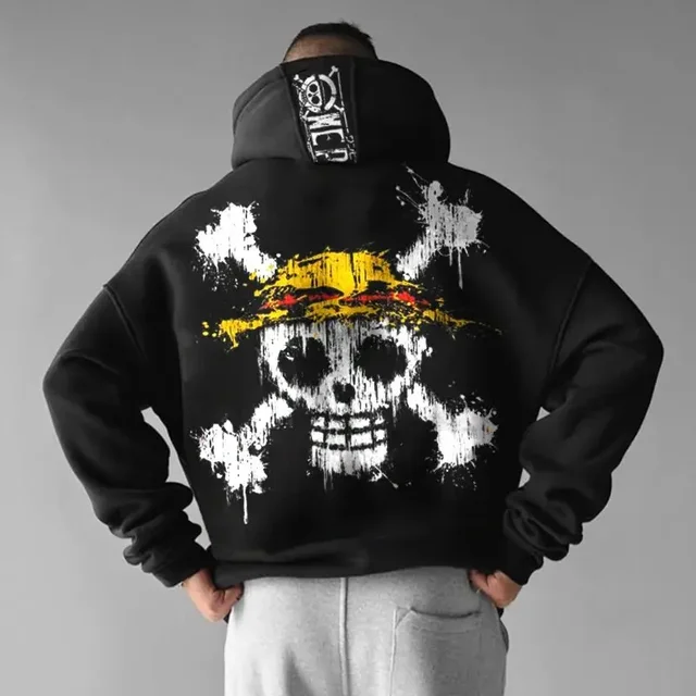 One Piece felpa con cappuccio oversize unisex con teschio Mugiwara 2