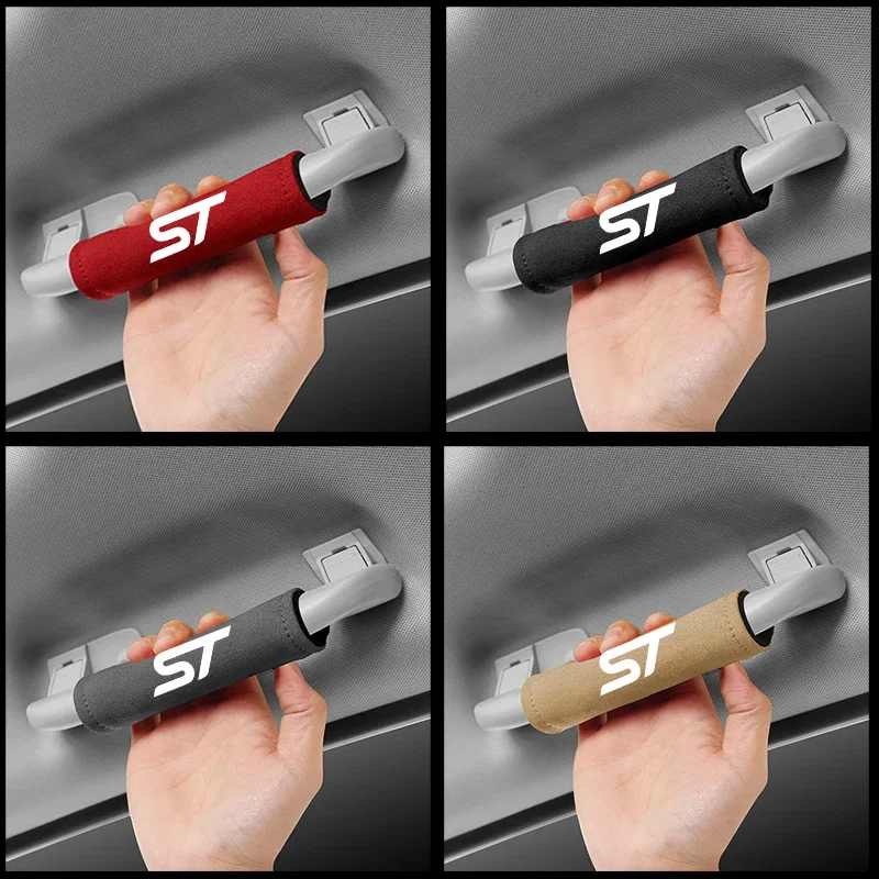 Braccioli Per Auto Per Ford St Logo Fiesta Ecosport Suede Roof Pull Cover Maniglia Guanti Protezione