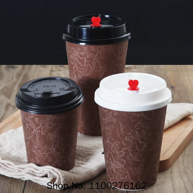 100pc Disposable Coffee Cup Flower Pattern Thick Paper Cups Hot Drinks  Juice Beverage Packaging Cups Takeaway