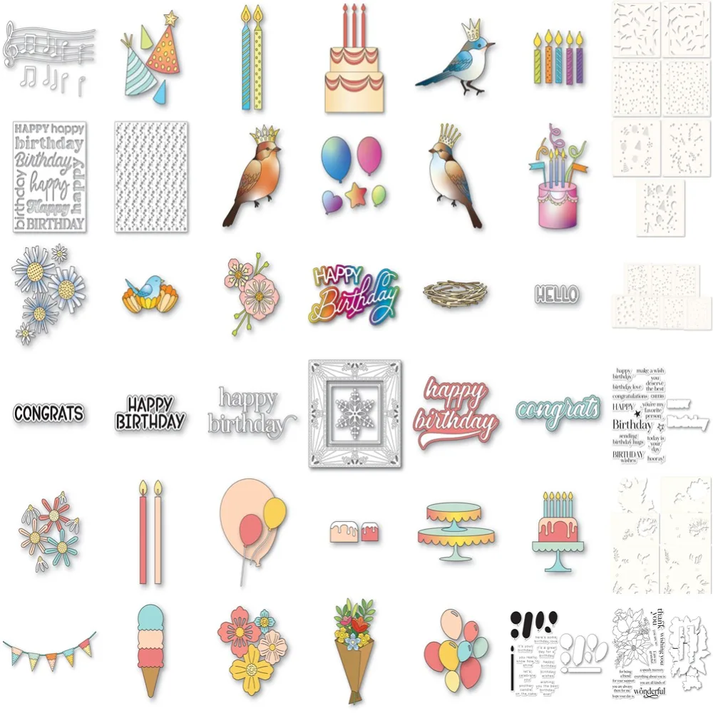 Birthday cake and ice cream Pop-Up Stand-Up Die Scrapbook Diary Decoration Stencil Embossing Template DIY Greeting Card Handmade